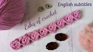 كروشيه بندانه سورتيت رابطه شعر قلوب سهله وجميله Crochet Headband heart