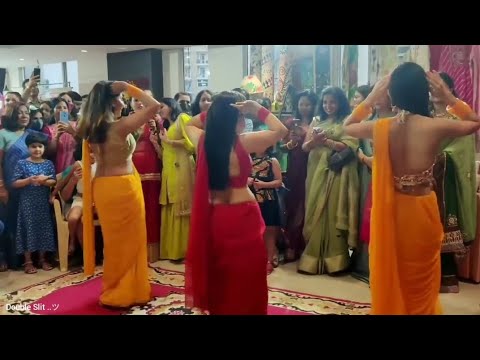 Red saree girl dancing on o antava  weeding dance o antava  3 girl dancing on o antava in weeding