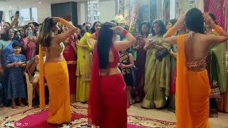 red saree girl dancing on o antava | weeding dance o antava | 3 girl dancing on o antava in weeding