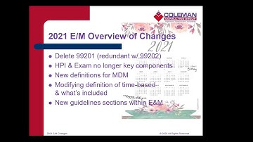 Evaluation and Management E&M Changes for 2021