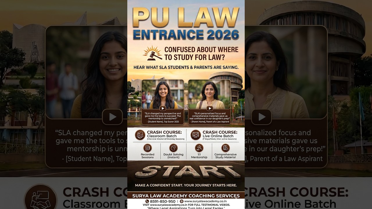 How to Crack PU Law Entrance 2026: Real Student & Parent Success Stories | Surya Law Academy