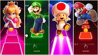 Super Mario Bros Team 👉 MARIO vs BOWSER vs PEACH vs DAISY | Tiles Hop EDM Rush #mario #peach