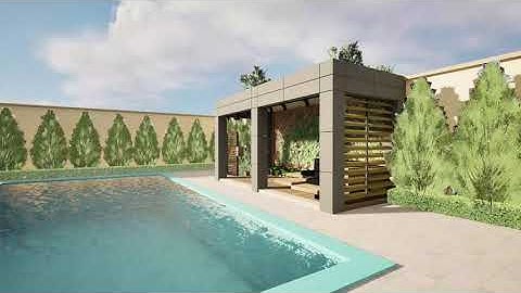 Garden Pergola with pool 3D animation with unreal and 3d files