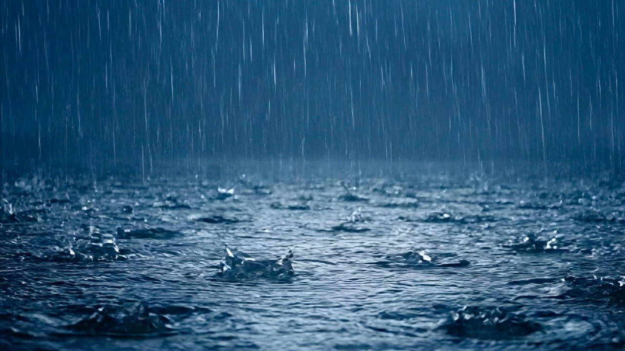 10 Hours of ASMR Heavy Rainfall on Water in 4k