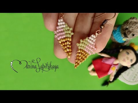 🍦 Как сплести серьги "Мороженое" из бисера (мастер-класс для детей)