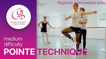 Pointe technique class for intermediate level and beginners with ballet basics experience.