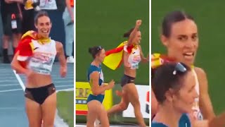 Spanish speed walker premature celebration during the women’s 20km race of the European Championship