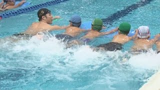 瀬戸選手らスポーツ祭りで汗 体育の日イベント