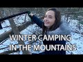 Winter camping in the mountains  hot tent  dad daughter trip