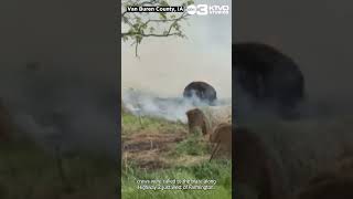 Southeast Iowa emergency crews battle large hay bale fire Tuesday afternoon