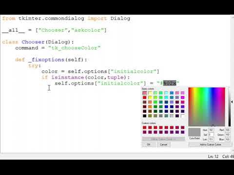 A Python 3 program to display Color Chooser using Tkinter. - YouTube