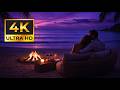 Warm Fire, Cold Waves, Just Us 🌊🔥 No Music | Natural Sounds (4K)