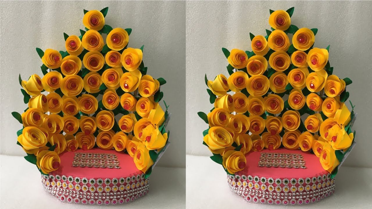 DIY | Ganesh Chaturthi Festival Paper Rose Decoration Ideas At Home | Home Decoration Ideas