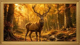Golden Forest Deer Peaceful Spring Garden  Dreamy Oil Painting Ambience 4K screenshot 3