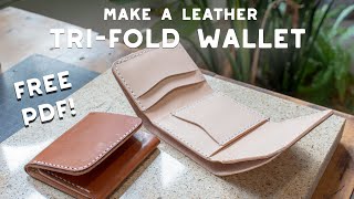 Make a Leather TriFold Wallet  FREE PDF PATTERN SET  Build Along Tutorial