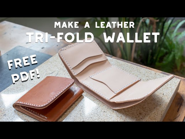 Leather Craft Fashion Men's Tri-fold Wallet Sewing Pattern Kraft Paper  Template