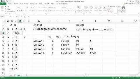 How to Construct Taguchi Orthogonal Array L9(3^4) in MS Excel