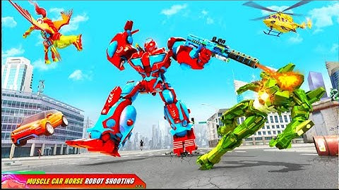 Flying Muscle Car Robot Transform Horse Robot Games - Android Gameplay