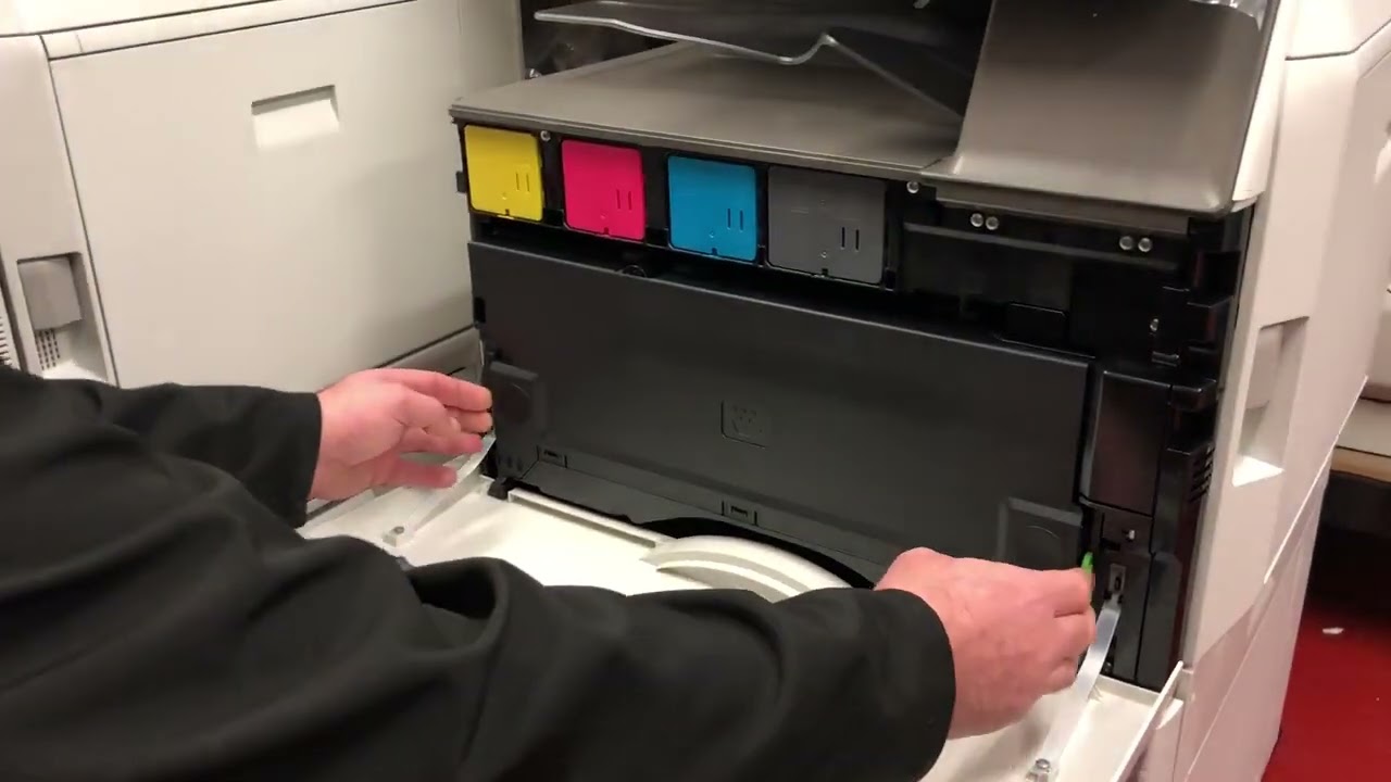 Changing the waste toner cartridge on the Sharp MX-2630 Photocopier
