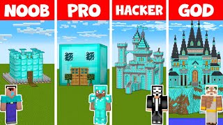 Minecraft NOOB vs PRO vs HACKER vs GOD - DIAMOND HOUSE BUILD CHALLENGE