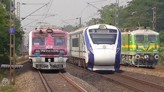 😱Vande Bharat Exp goes like a Bullet Train |  Shatabdi, Gitanjali, Humsafar & other Fast Trains SER
