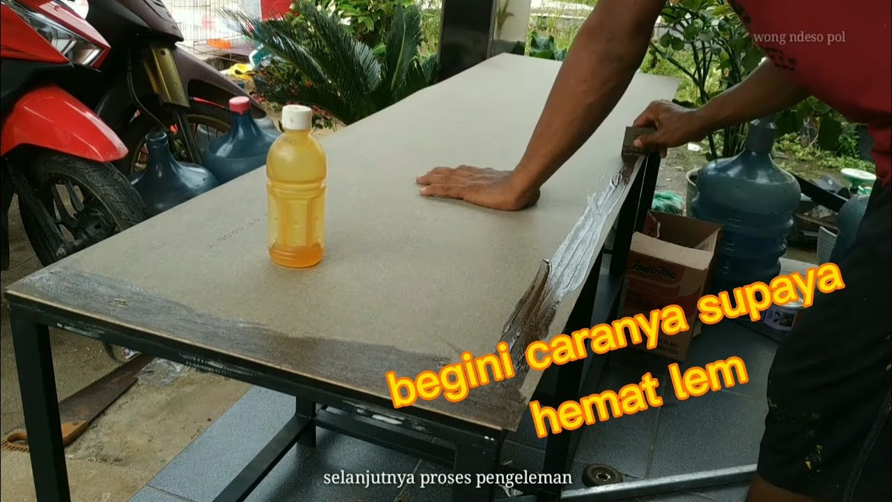 tutorial cara pasang hpl meja triplek|furniture hpl