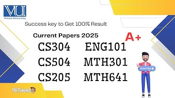 📚 VU Final Term Current Papers  2025 | CS304, CS504, CS205, ENG101, MTH301, MTH641 | Key to Get A+ 🔐