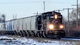 4-Axle CN, CP and CEMR Trains Rumbling Across St. James Junction (11/29/2021)