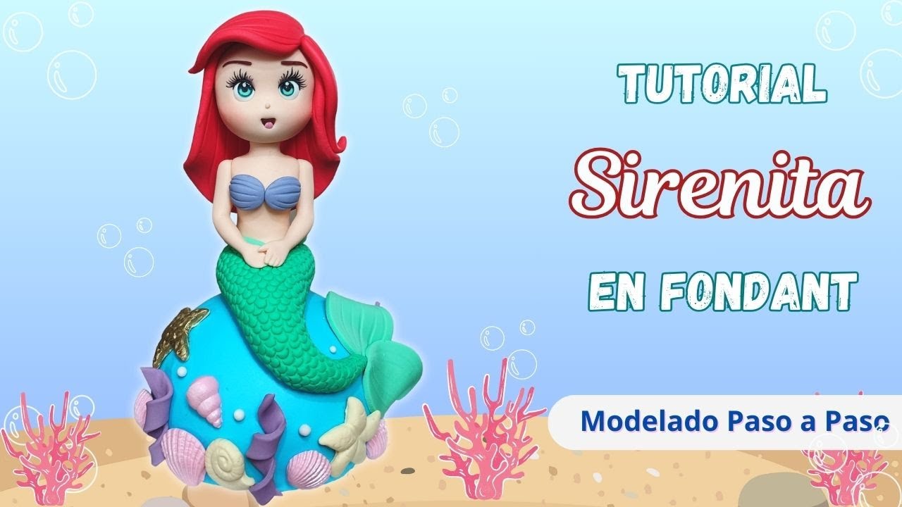 Cómo Hacer a La Sirenita en Fondant// Mermaid Cake Topper // Figuras Fondant// Sirena en fondant//