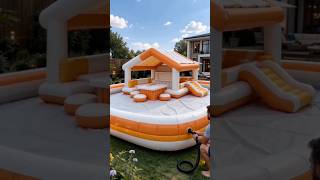 This massive inflatable pool bar is so stunning!😍EVERYTHING🧡#shorts #fyp #poolparty #summerfun