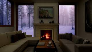 Home Fireplace Snow Stock Video screenshot 5