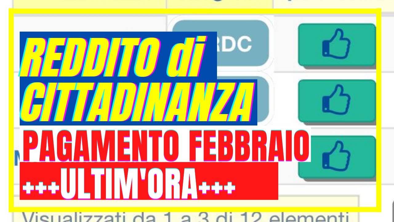 PAGAMENTO REDDITO DI CITTADINANZA FEBBRAIO 2021