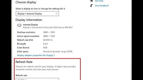 How to change the refresh rate of the display on windows 10