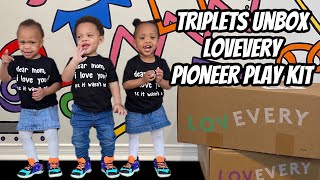 Unboxing our Lovevery Pioneer Play Kit and Organic Nap Mat || Lovevery Gift || Life with Triplets
