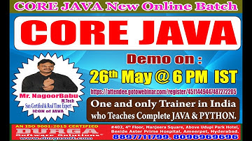 CORE JAVA Online Training in DURGASOFT