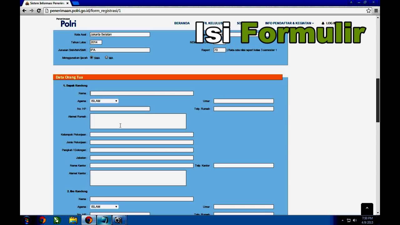 Contoh Formulir Pendaftaran Online Smp - Simak Gambar Berikut