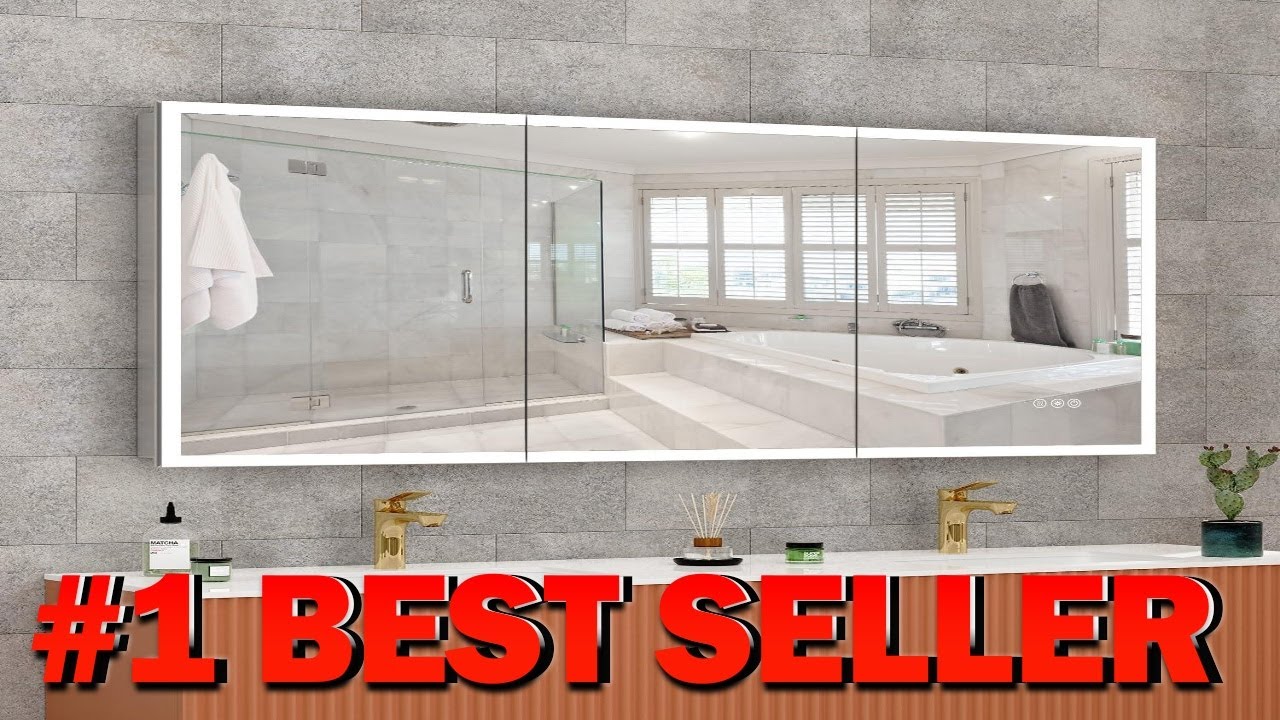 GUIQIYANG Medicine Cabinet with Lights Bathroom LED Mirror Cabinet with Storage Anti Fo - B0DNSF2FK3