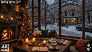 Peaceful Winter Jazz Piano with Christmas Warmth 🌙 – Fireplace Sounds for Quiet Work