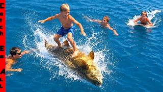 FISH SURFING on a GIANT FISH!