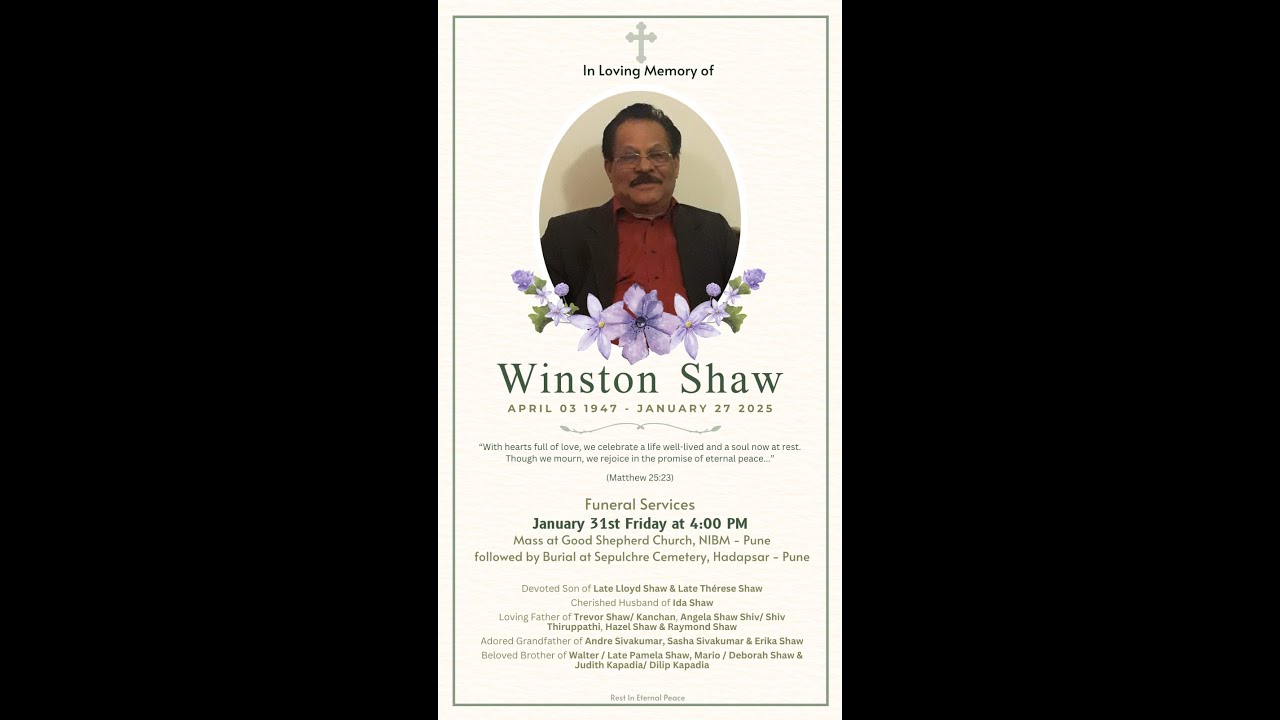 🔴 LIVE : Winston Shaw | Funeral Service | 31st Jan 2025 - YouTube
