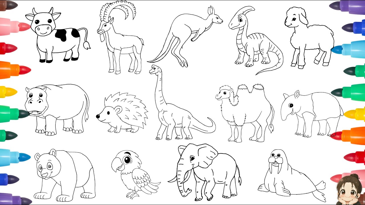 How to Draw Animals for Kids 🐘🐄 Drawing & Coloring Step by Step | Easy Drawing For Kids