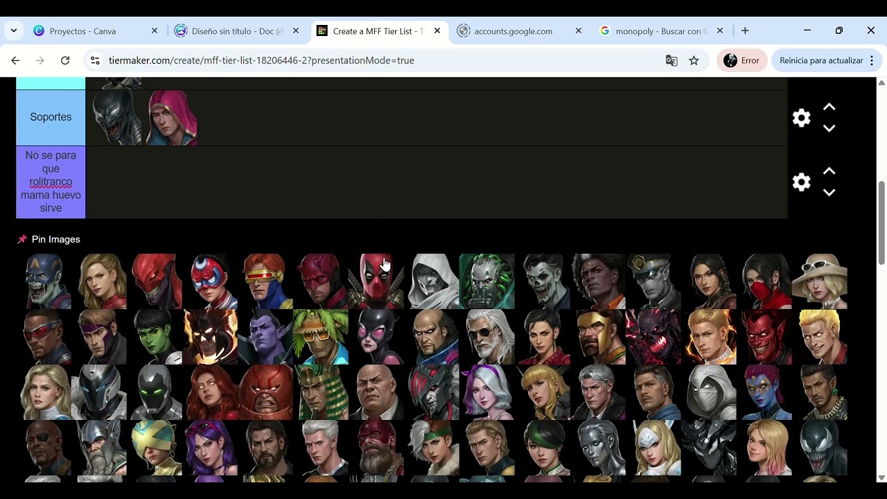 Tier List de todos los T4 en Marvel Future Figth /Marzo 2026