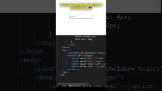 #017 Create Auto Suggest Dropdown in HTML Only 😎 #webdevelopment #html #shorts