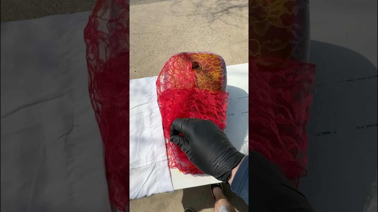 Motorcycle Gas Tank Paint Progress: Lace Pattern Added