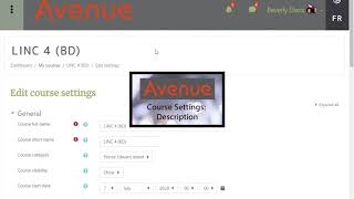 Course Settings: Description