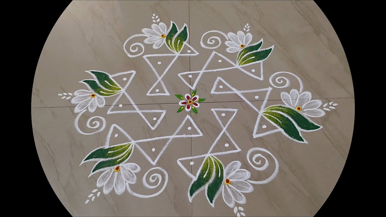 Simple Daily kolam with (5*3) dots#Chukkala muggulu