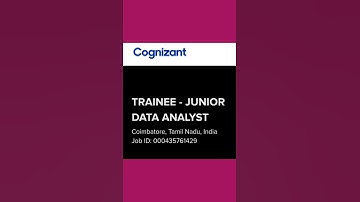 JUNIOR DATA ANALYST job Openings in COGNIZANT, COIMBATORE, INDIA. Sep 2021.