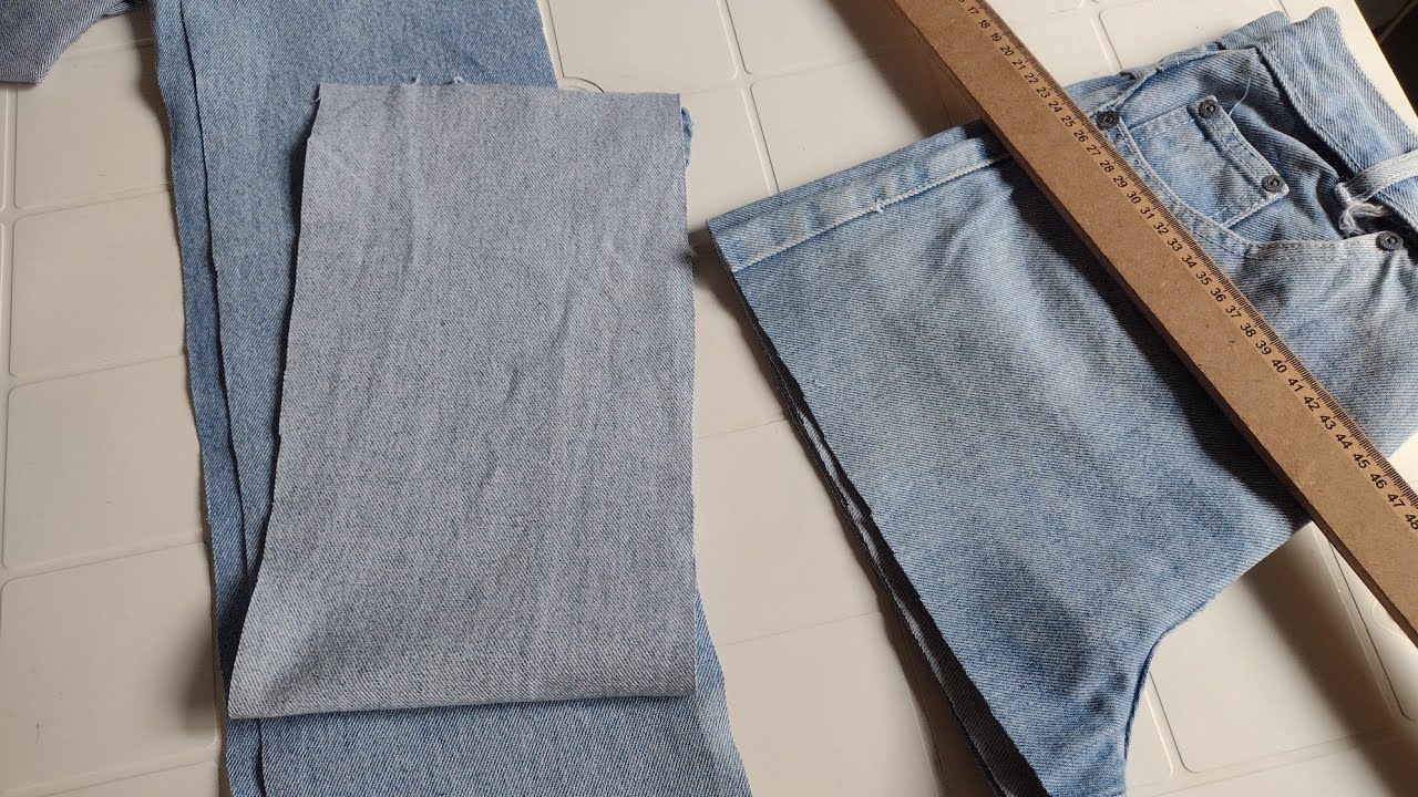 Como preparar pernas de calças para fazer base de tapete👍👏✂️🧵