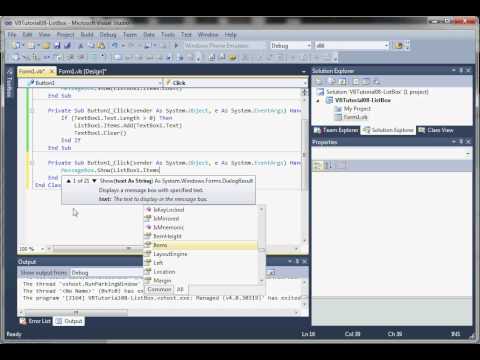 VB Tutorial 08 - ListBox Simple