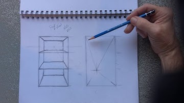 Perspective Drawing - 1 point perspective bookshelf